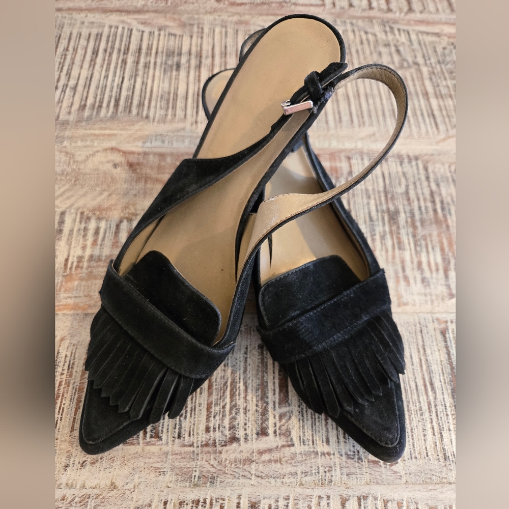 Black Suede Women's Slingback Shoes